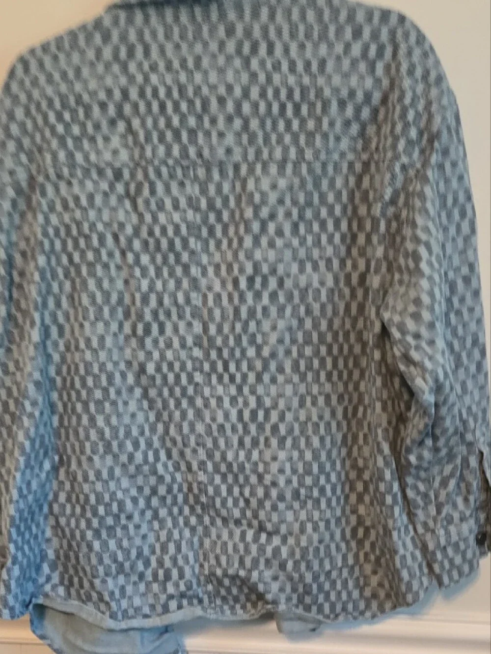 Light Blue Checkered Men's Shirt Jacket - Lightweight Overshirt